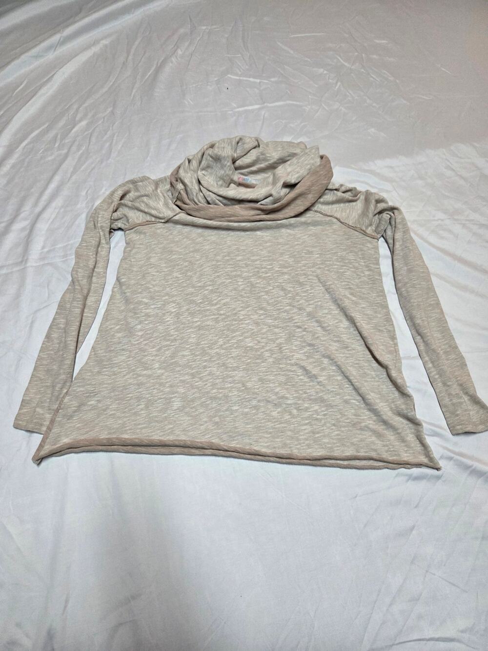 Light Beige Cowl Neck Long-Sleeve Sweater - Women
